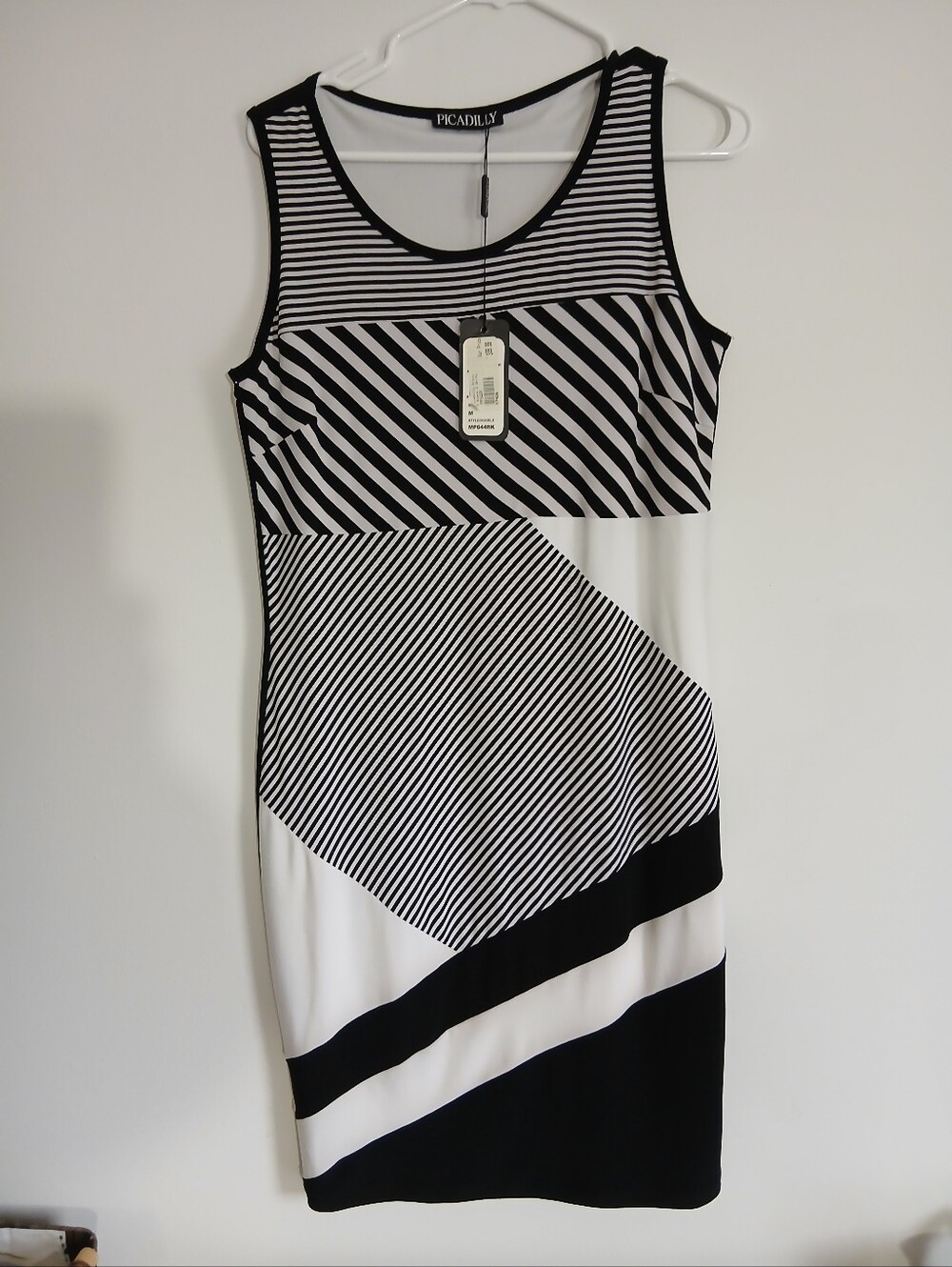 Picadilly Black & White Striped Sleeveless Dress